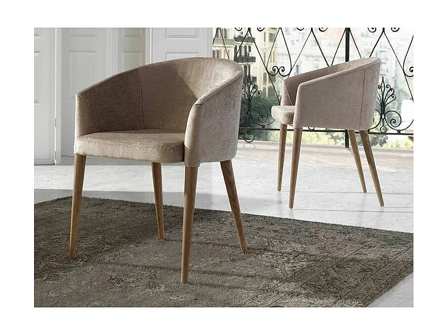 Chaise en bois de frêne et tissu beige Amandine - Lot de 2-Couleur Aqua 00 Blanc