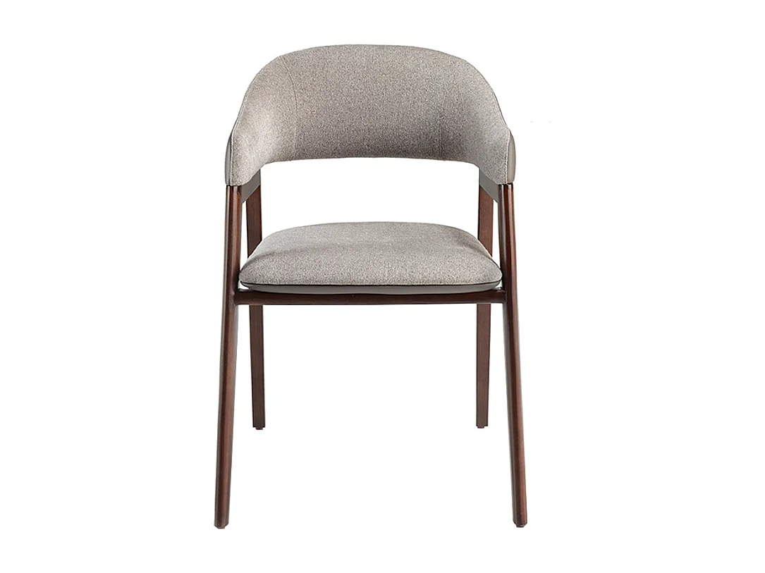 Chaise en bois de frêne couleur noyer et simili tissu gris Gaby