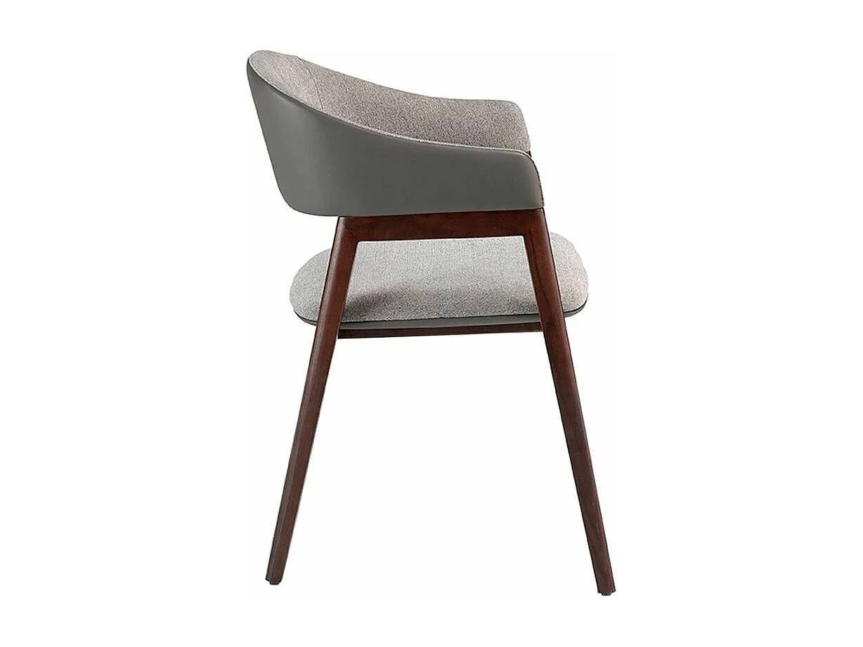 Chaise en bois de frêne couleur noyer et simili tissu gris Gaby