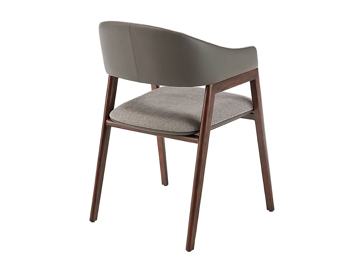 Chaise en bois de frêne couleur noyer et simili tissu gris Gaby