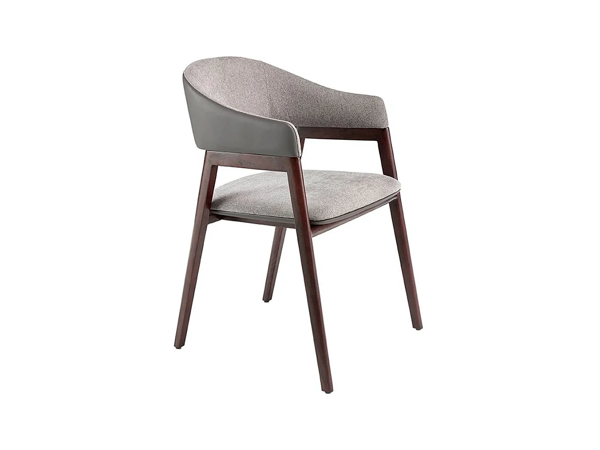 Stoel in walnootkleurig essenhout en grijze kunststof Gaby