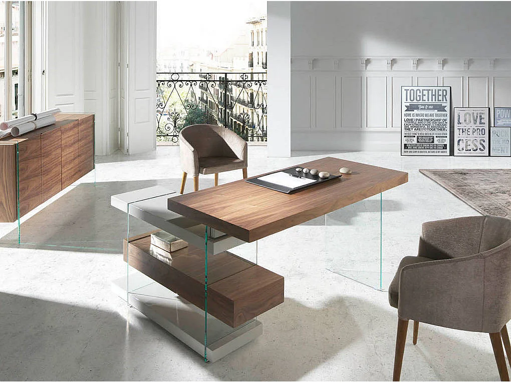 Fauteuil van notenhout en Briza-stof - Set van 2-Kleur MIRAGE 36