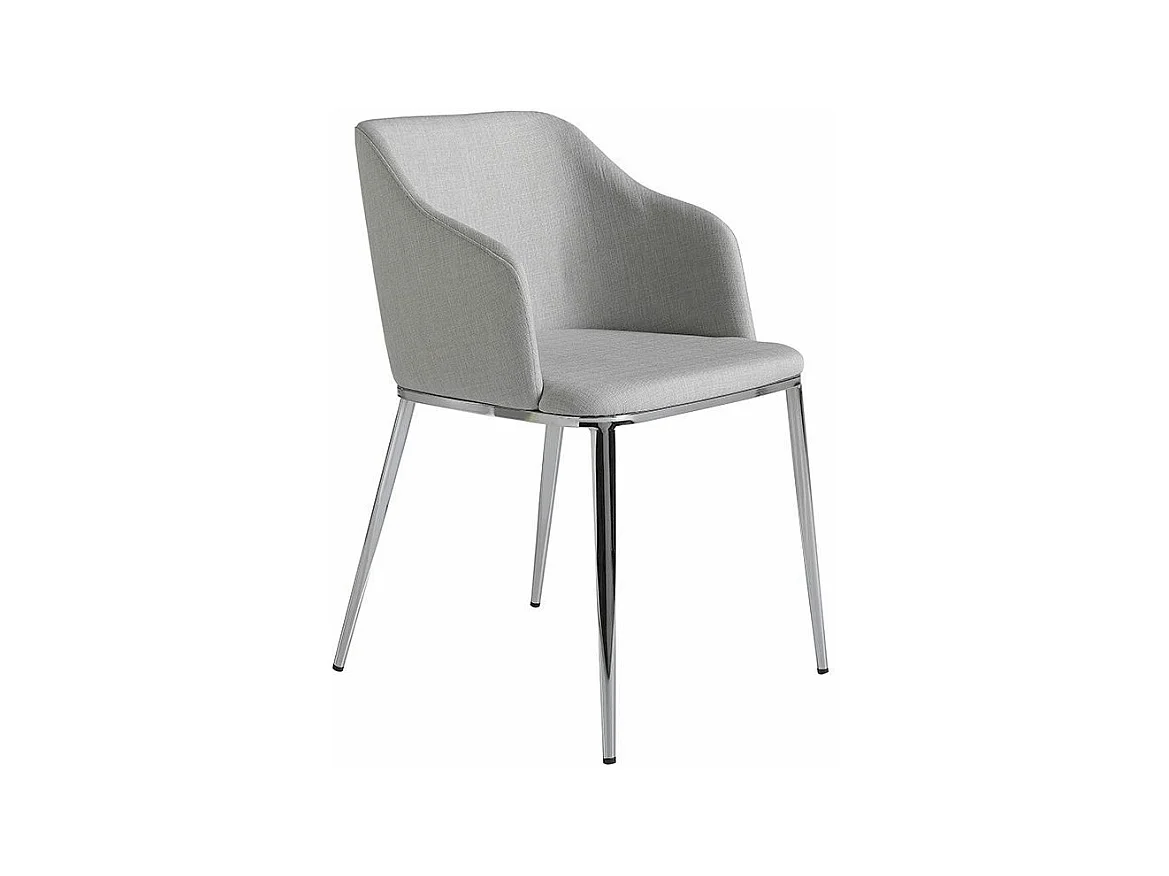 Chaise en tissu gris et pieds en acier argent Gidéon - Lot de 2-Couleur Aqua 00 Blanc