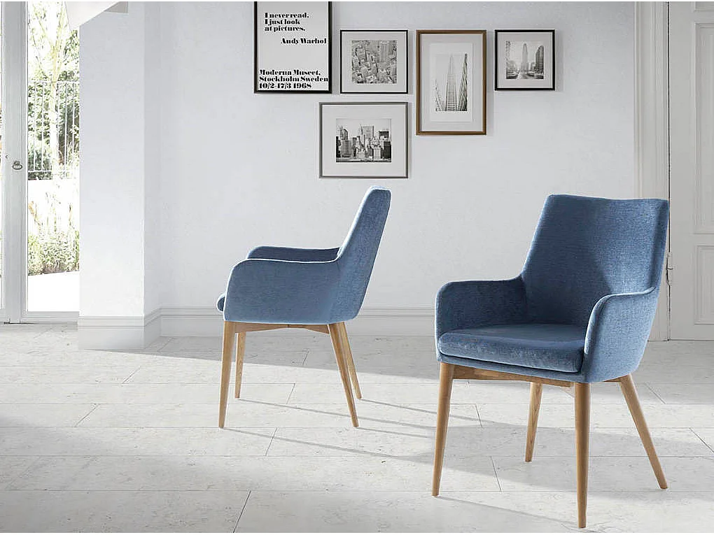 Fauteuil bois noyer et tissu Orna - Lot de 2-Couleur DUO 04