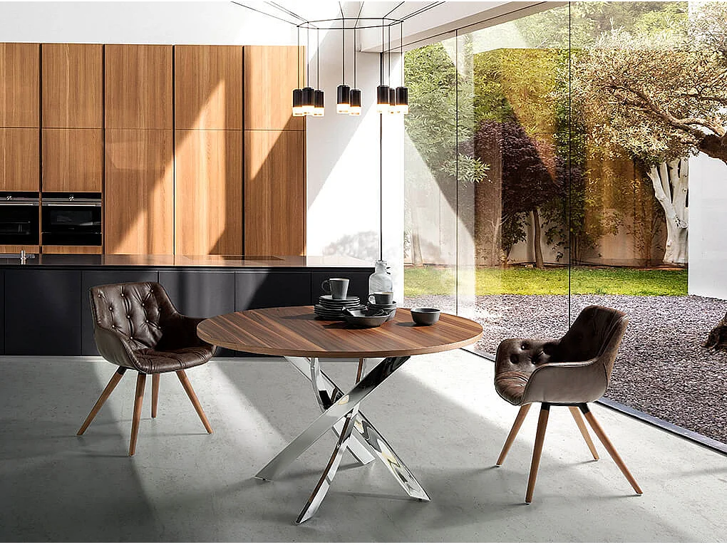 Chaise design bois massif de frêne et simili cuir capitonné Kida - Lot de 2-Couleur Aqua 04 Beige