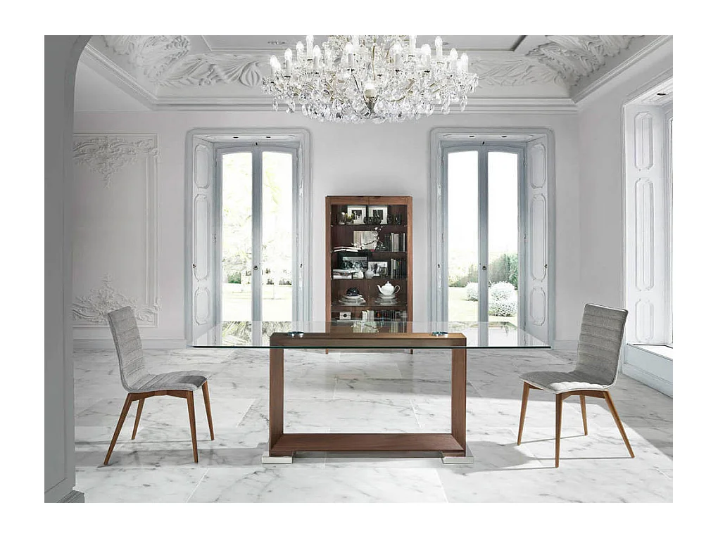 Chaise en bois de frêne couleur noyer et tissu Luza - Lot de 2-Couleur DUO 14