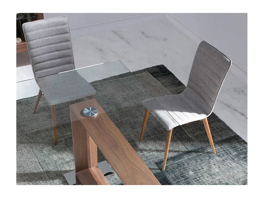 Stoel in walnootkleurig essenhout en Luza stof - Set van 2-Kleur DUO 14