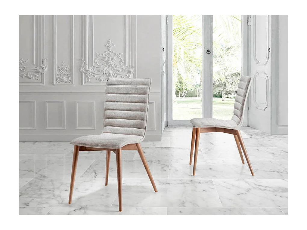 Stoel in walnootkleurig essenhout en Luza stof - Set van 2-Kleur DUO 14