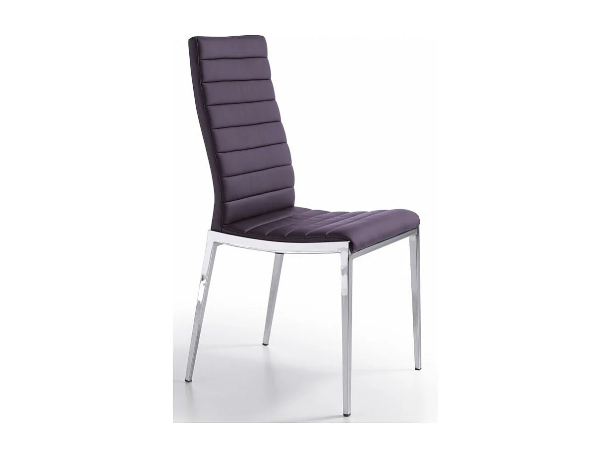 Chaise capitonnée design simili cuir et acier chromé Dina - Lot de 4-Couleur Aqua 72 Gris foncé