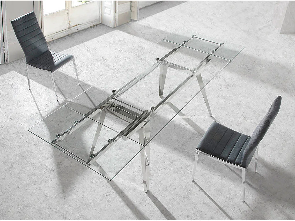 Chaise capitonnée design simili cuir et acier chromé Dina - Lot de 4-Couleur Aqua 72 Gris foncé