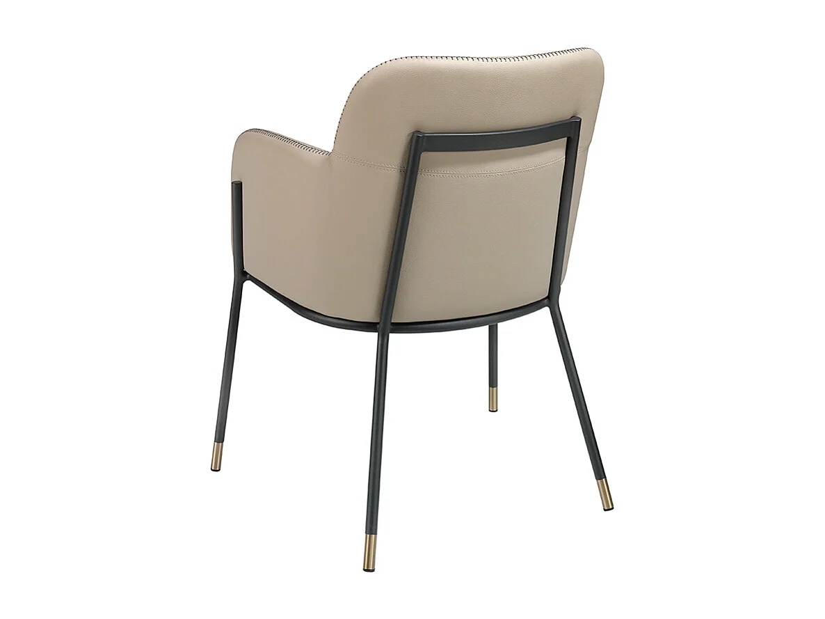 Chaise simili cuir et cuir éco beige et pieds en acier Léo-Couleur DUO 16