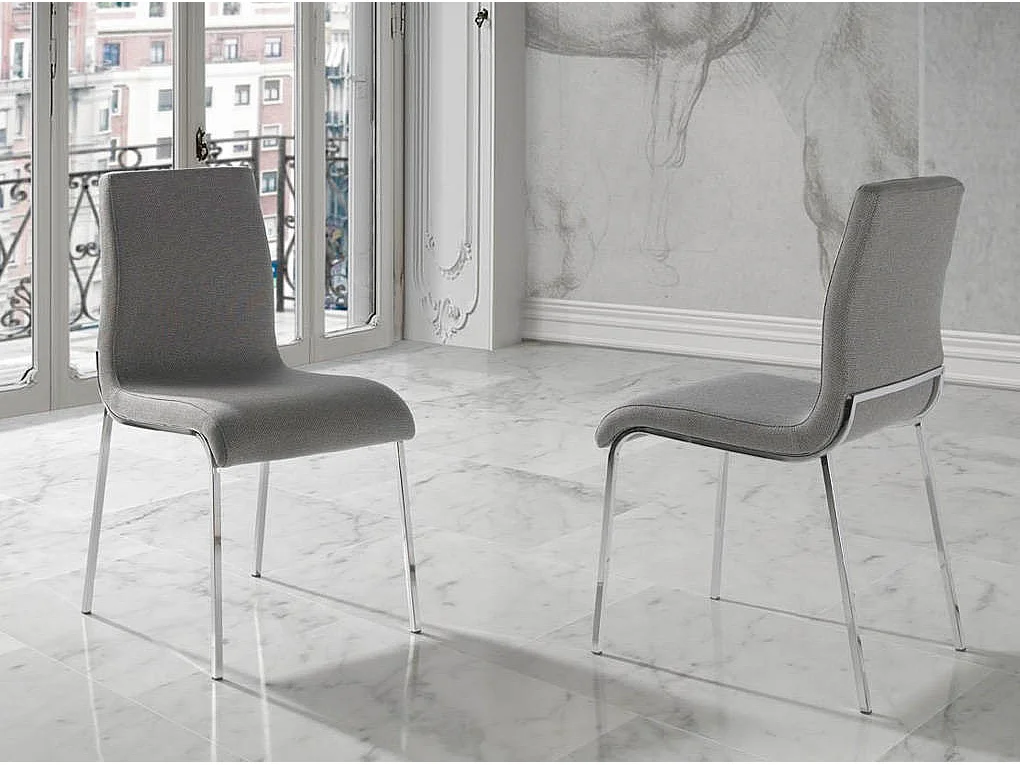 Chaise design simili cuir et pieds acier chromé Dayna - Lot de 4-Couleur Aqua 82 Taupe