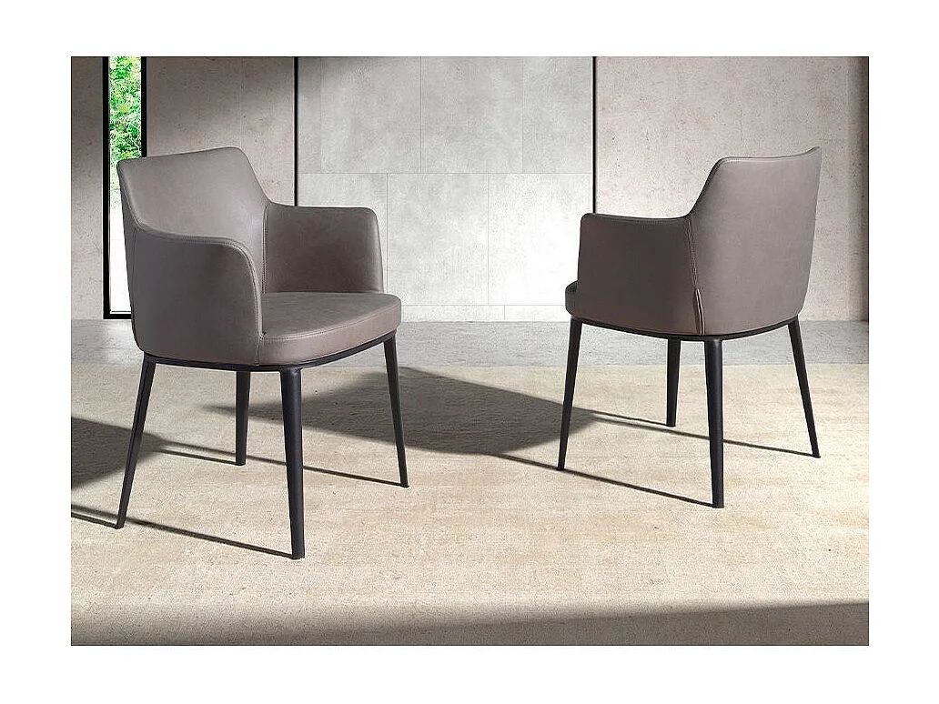 Chaise en tissu de vison et pieds en acier noir Raka - Lot de 2-Couleur MIRAGE 10