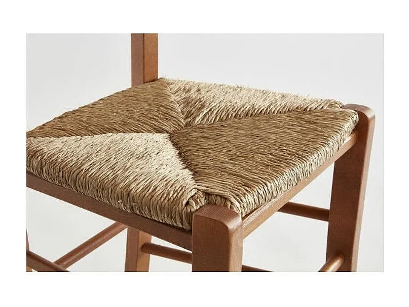 Chaise de cuisine bois marron et assise en paille Lausane - Lot de 2