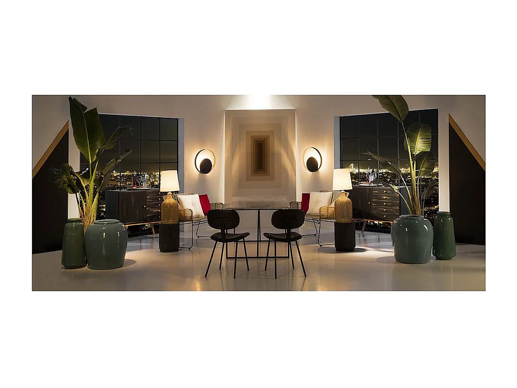 Chaise cuir et pieds métal noir Paola