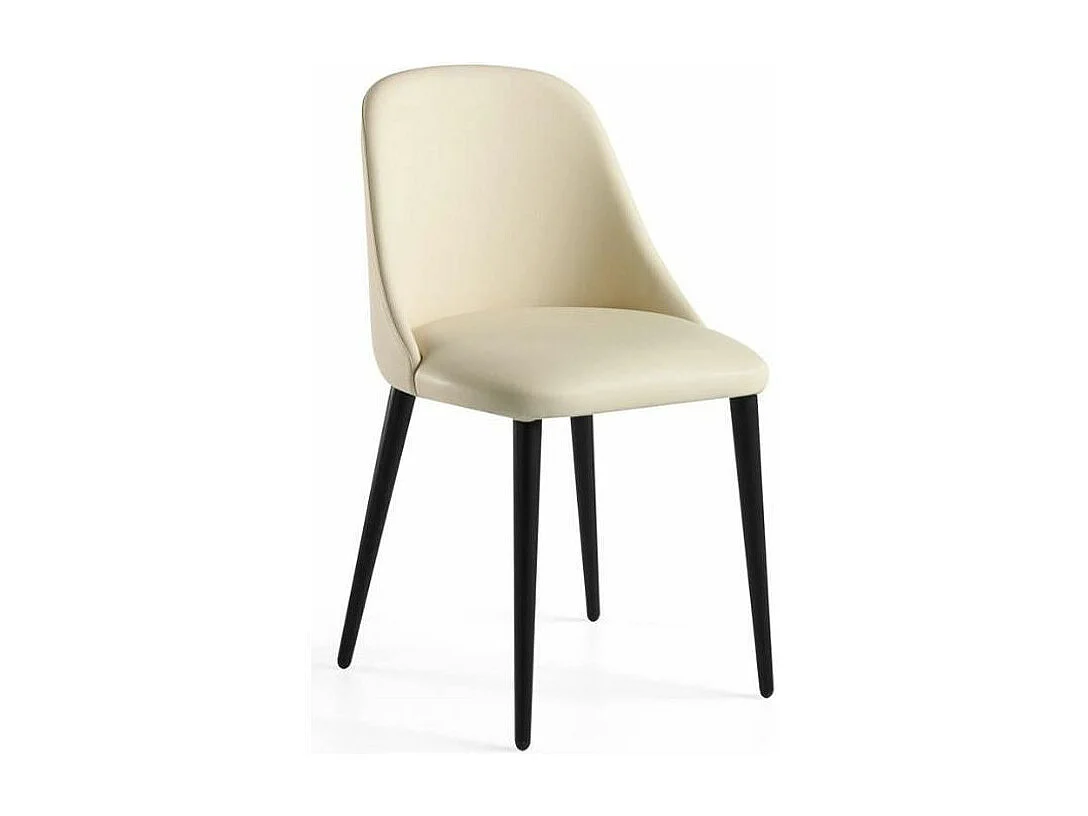 Chaise similicuir et pieds bois foncé Fanawi-Couleur Aqua 82 Taupe