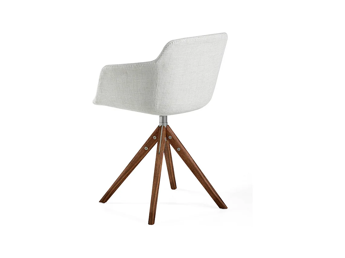 Chaise pivotante tissu beige et bois de frêne Ramia - Lot de 2-Couleur MIRAGE 01