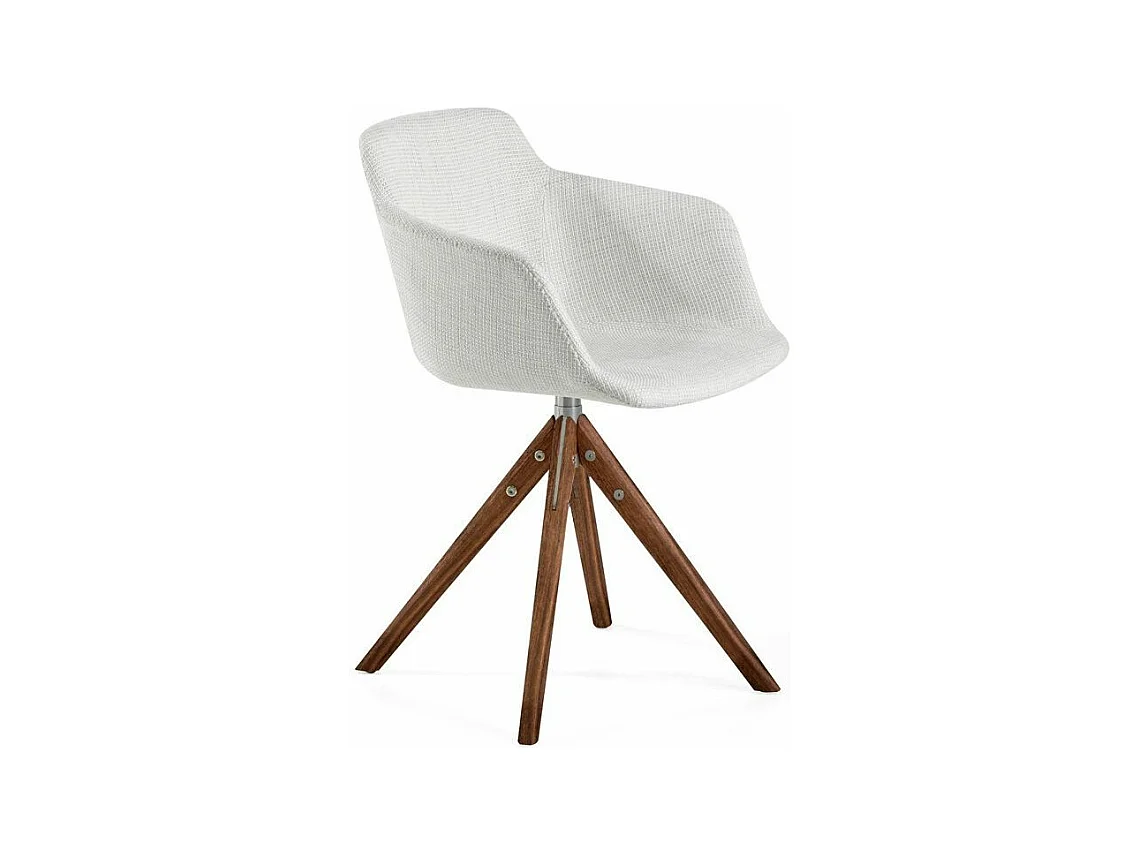 Chaise pivotante tissu beige et bois de frêne Ramia - Lot de 2-Couleur MIRAGE 01