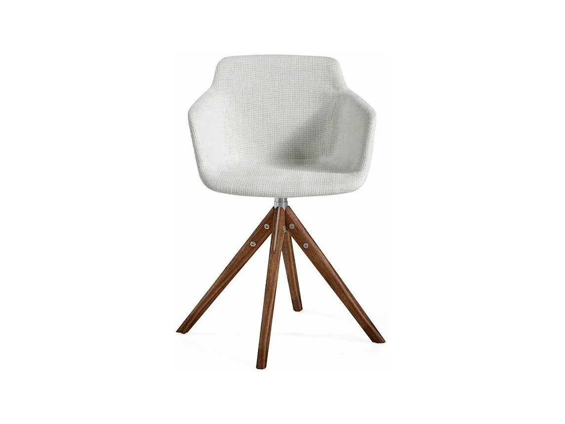 Chaise pivotante tissu beige et bois de frêne Ramia - Lot de 2-Couleur MIRAGE 01