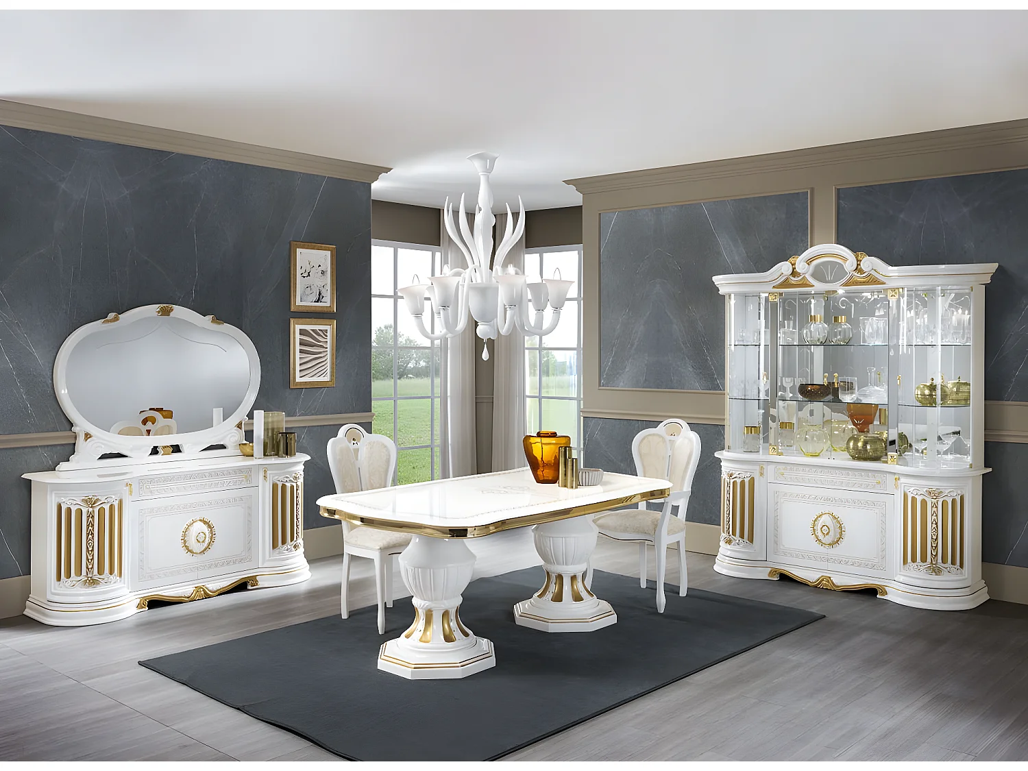 Fauteuil bois laqué blanc et assise tissu beige clair Kerla