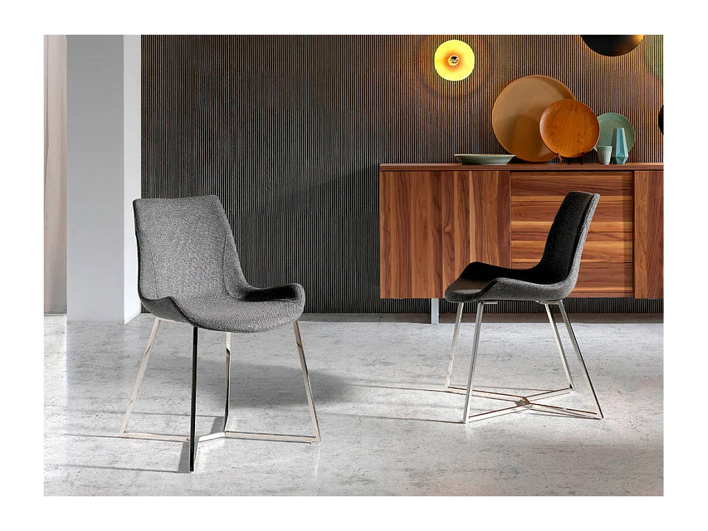 Chaise moderne simili cuir et pieds acier chromé Dana - Lot de 4-Couleur Aqua 90 Noir