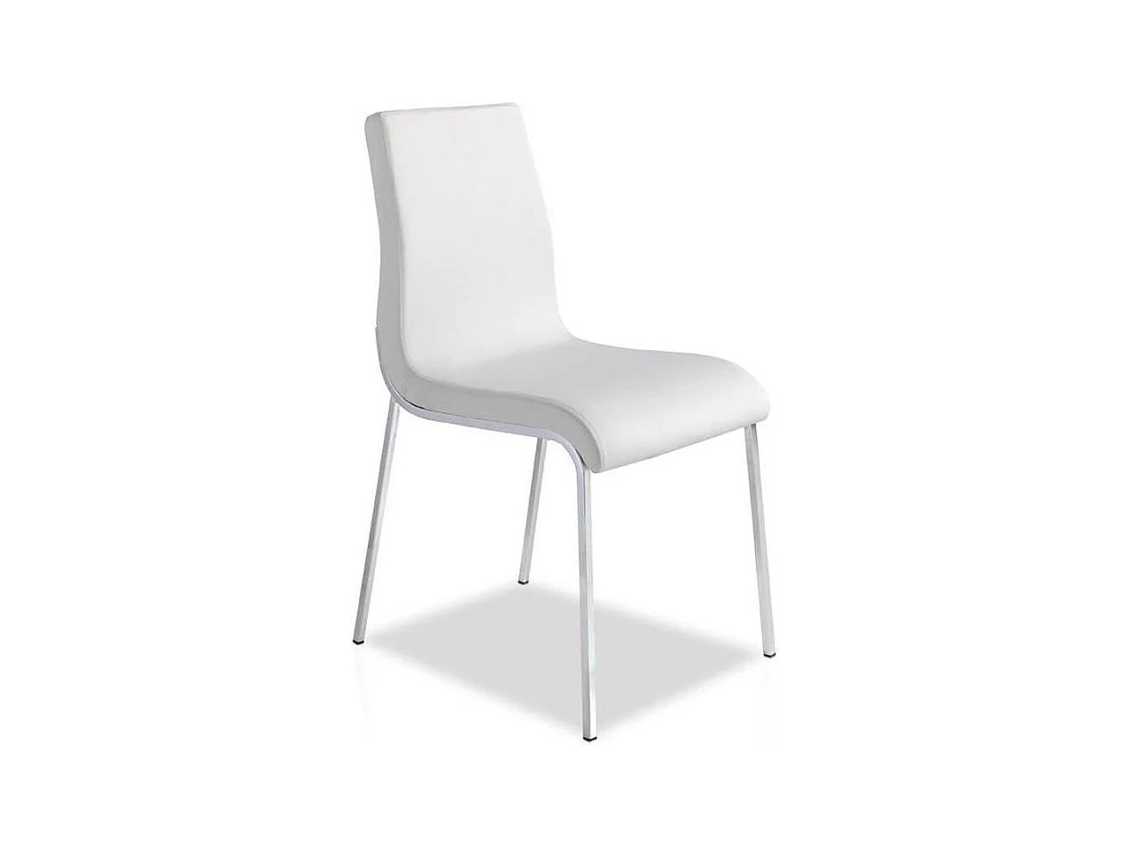 Dayna designstoel in kunstleer en chroomstalen poten - Set van 4-Kleur Aqua 02 Crème
