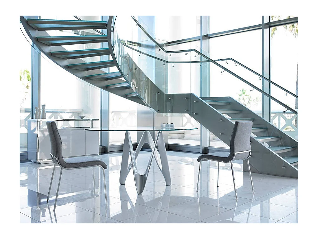 Dayna designstoel in kunstleer en chroomstalen poten - Set van 4-Kleur Aqua04 Beige