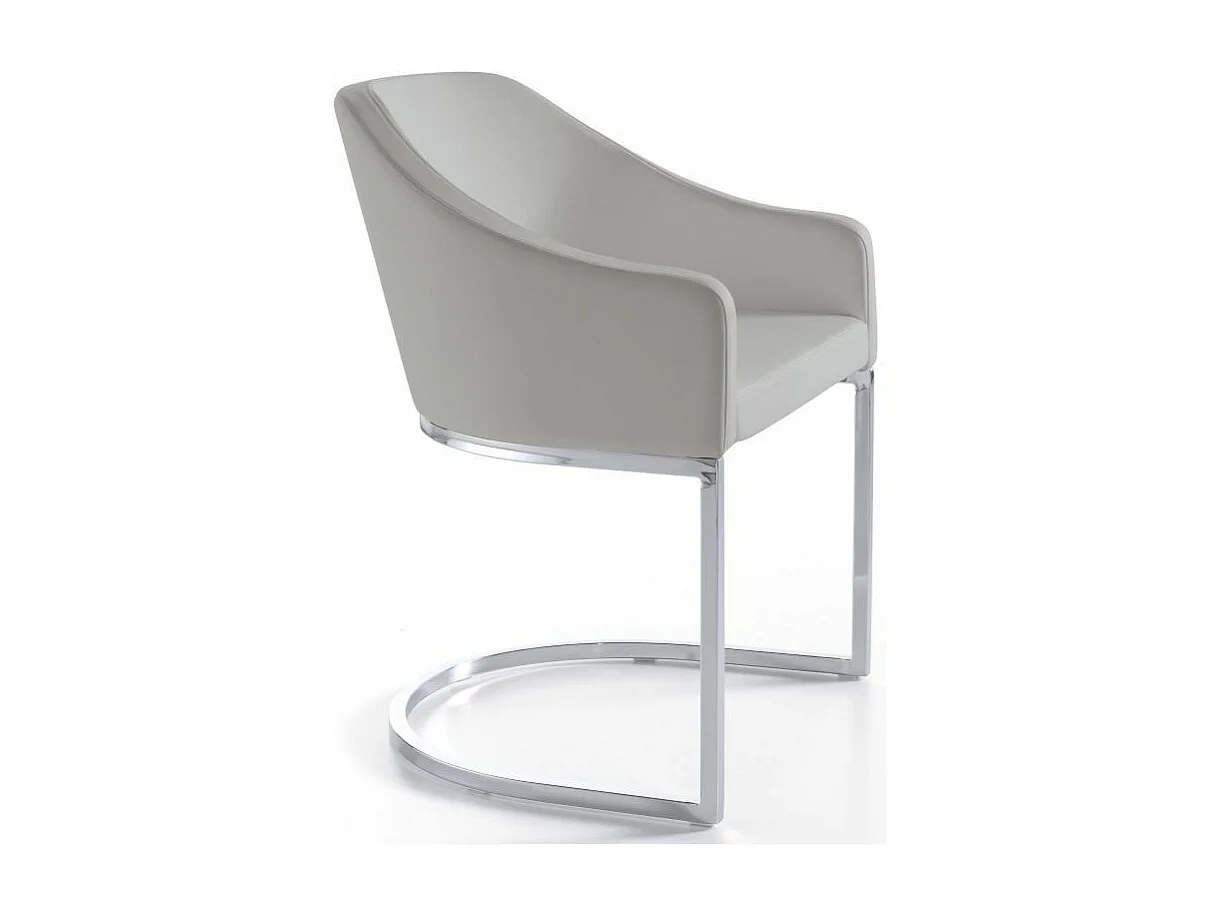 Fauteuil design simili cuir et pieds acier inoxydable Arka - Lot de 2-Couleur Aqua 75 Gris anthracite