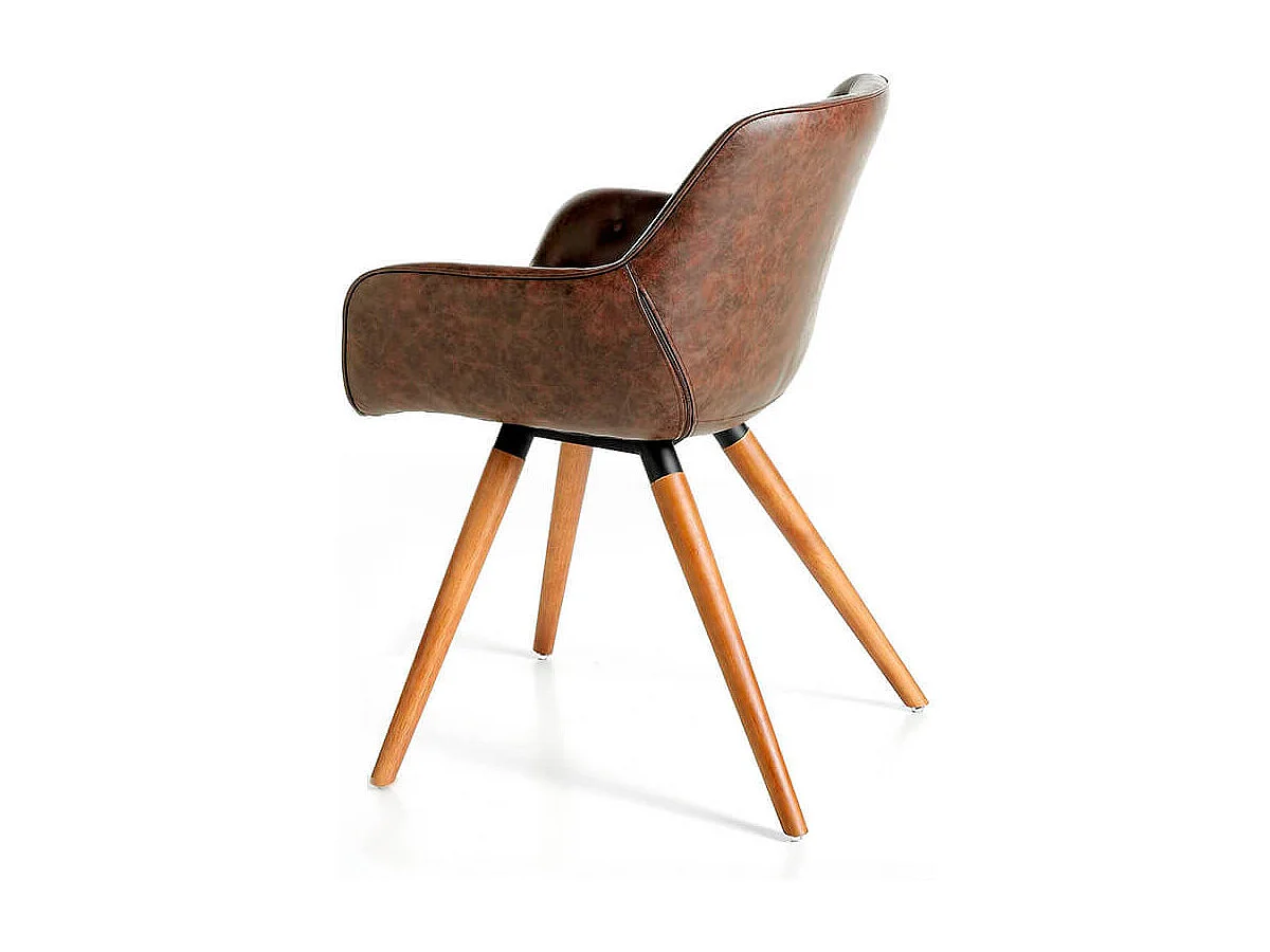 Chaise design bois massif de frêne et simili cuir capitonné Kida - Lot de 2-Couleur Aqua 68 Bleu foncé