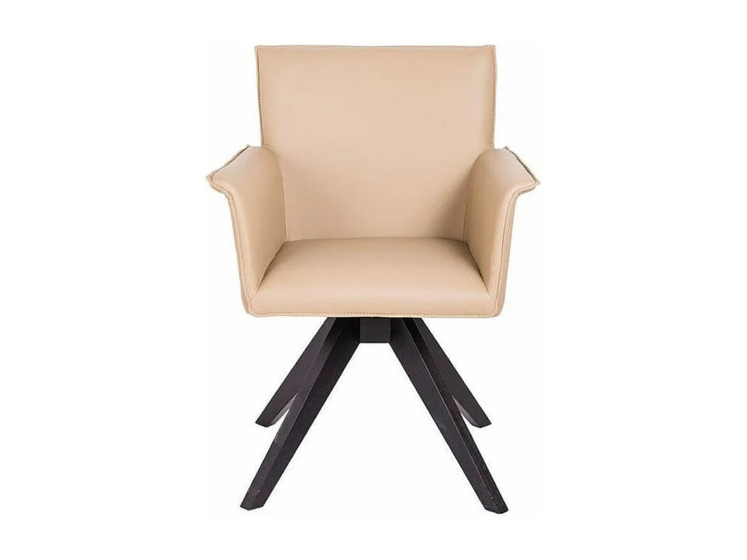 Chaise pivotante similicuir et pieds bois foncé Ekaly-Couleur Aqua 68 Bleu foncé