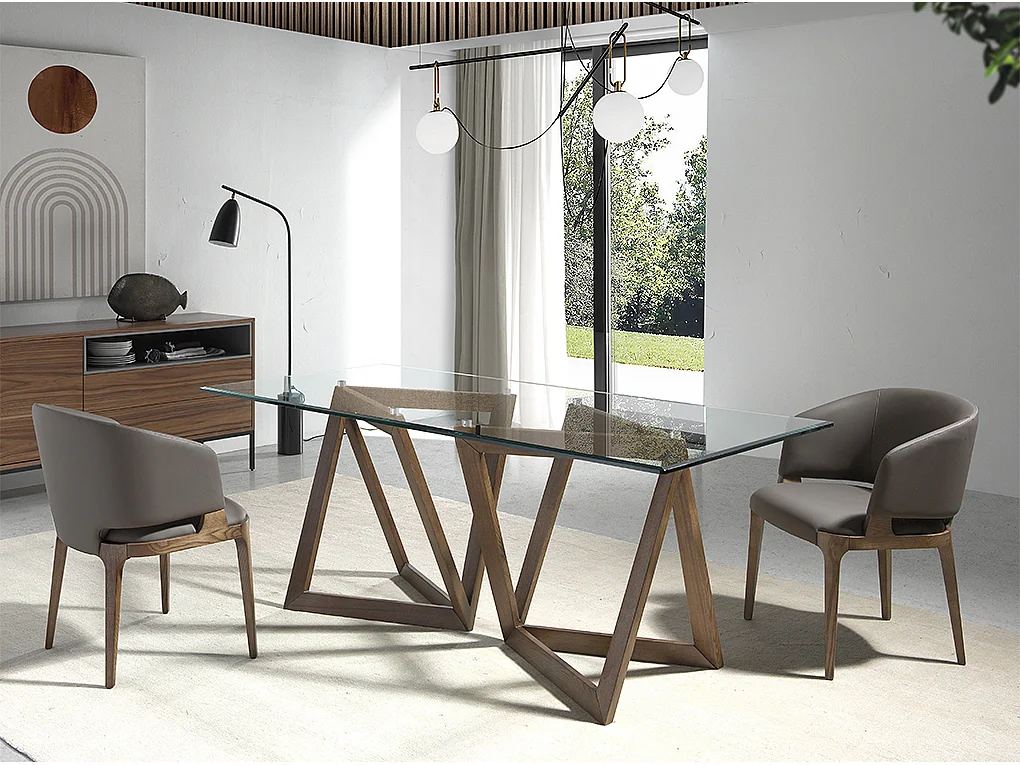 Chaise en bois de frêne et cuir taupe Alissia-Couleur Aqua 20 Marron