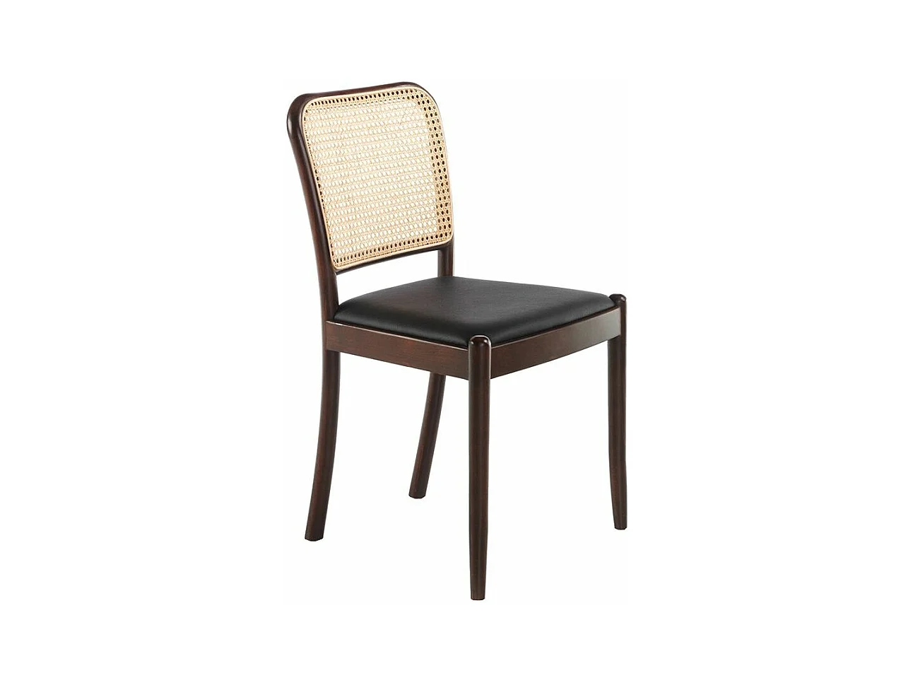 Chaise rotin simili cuir noir et bois de frêne Emile - Lot de 2-Couleur Aqua 00 Blanc