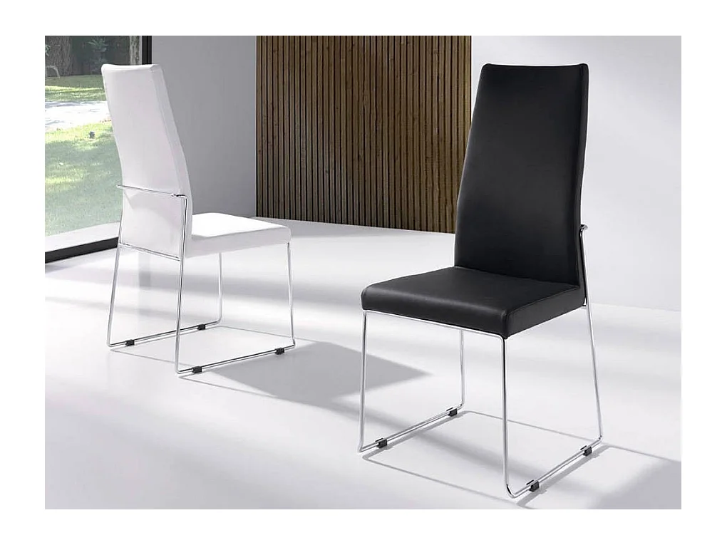 Chaise similicuir et pieds acier inoxydable Capitona - Lot de 4-Couleur Aqua 11 Camel