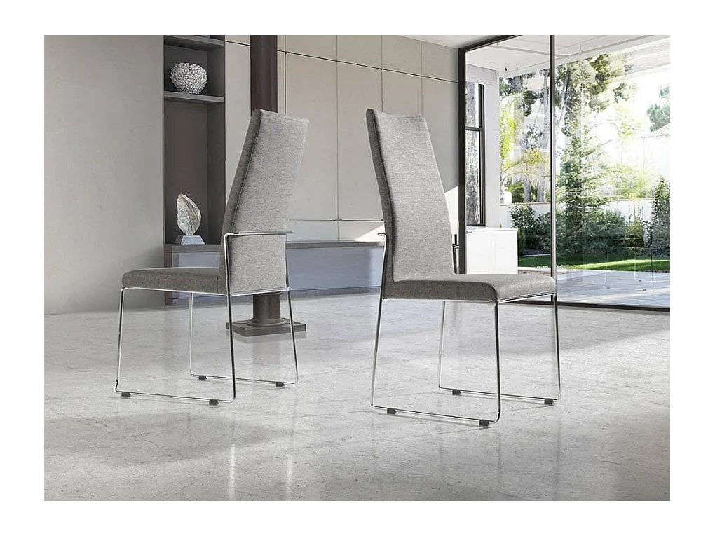 Chaise similicuir et pieds acier inoxydable Capitona - Lot de 4-Couleur Aqua 11 Camel