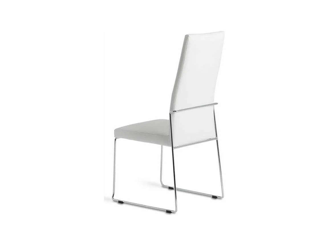 Chaise similicuir et pieds acier inoxydable Capitona - Lot de 4-Couleur Aqua 11 Camel