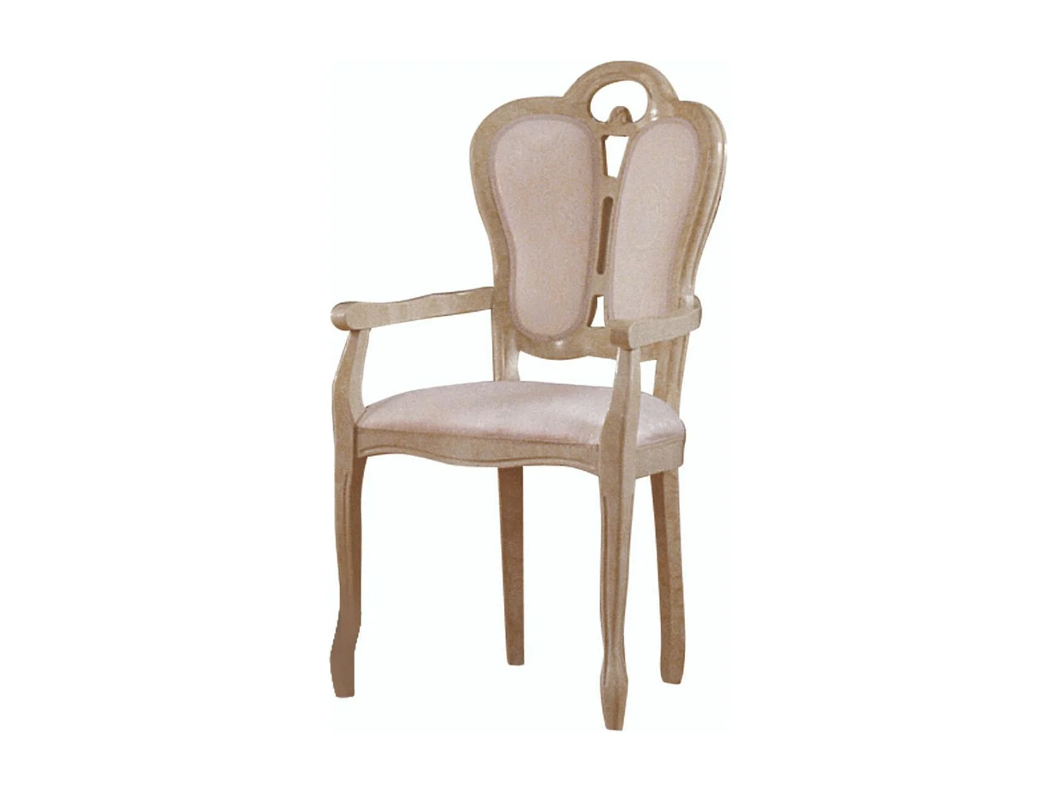 Fauteuil bois laqué beige et assise tissu beige Lesly