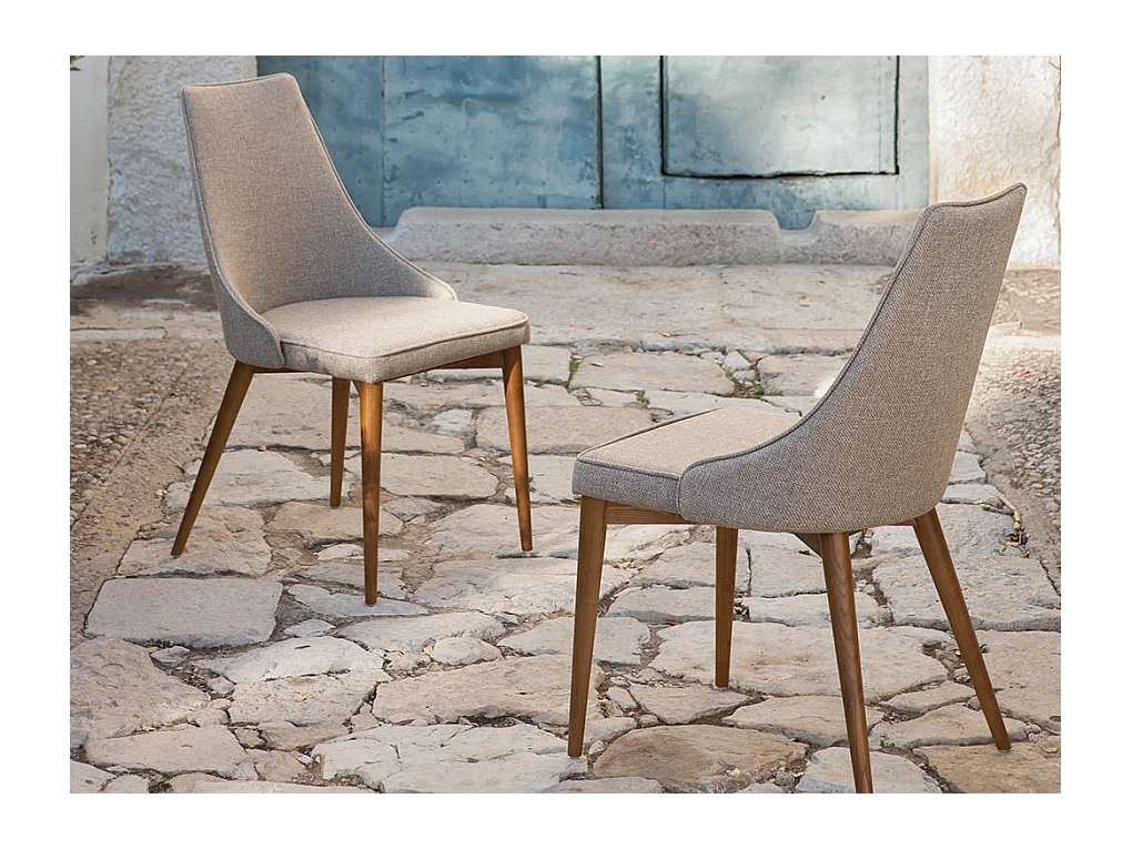 Chaise bois de frêne couleur noyer et tissu Louana - Lot de 2-Couleur DUO 16