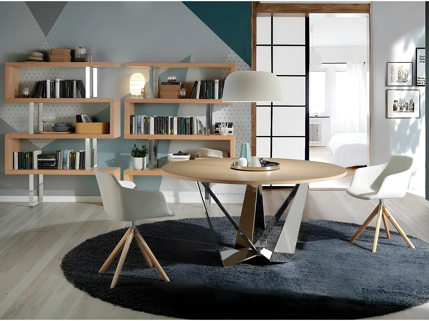 Chaise pivotante tissu et pieds frêne massif clair Elabola-Couleur MIRAGE 45