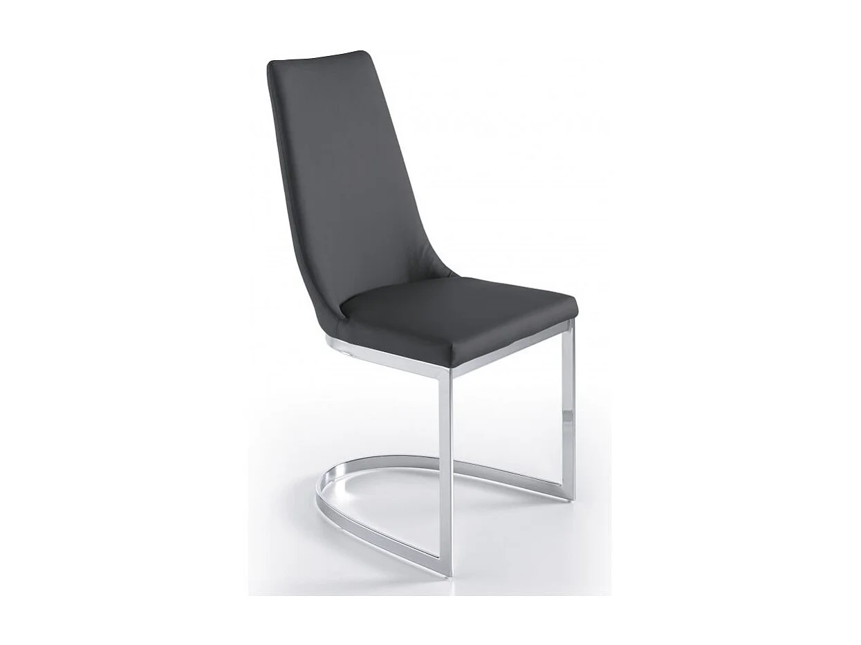 Chaise design simili cuir et acier chromé Stari - Lot de 4-Couleur Aqua 23 Chocolat