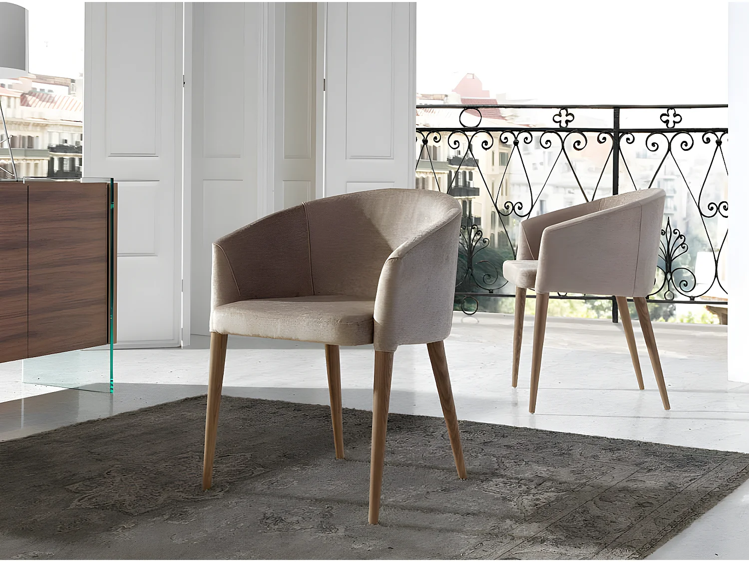 Fauteuil bois noyer et tissu Briza - Lot de 2-Couleur DUO 07