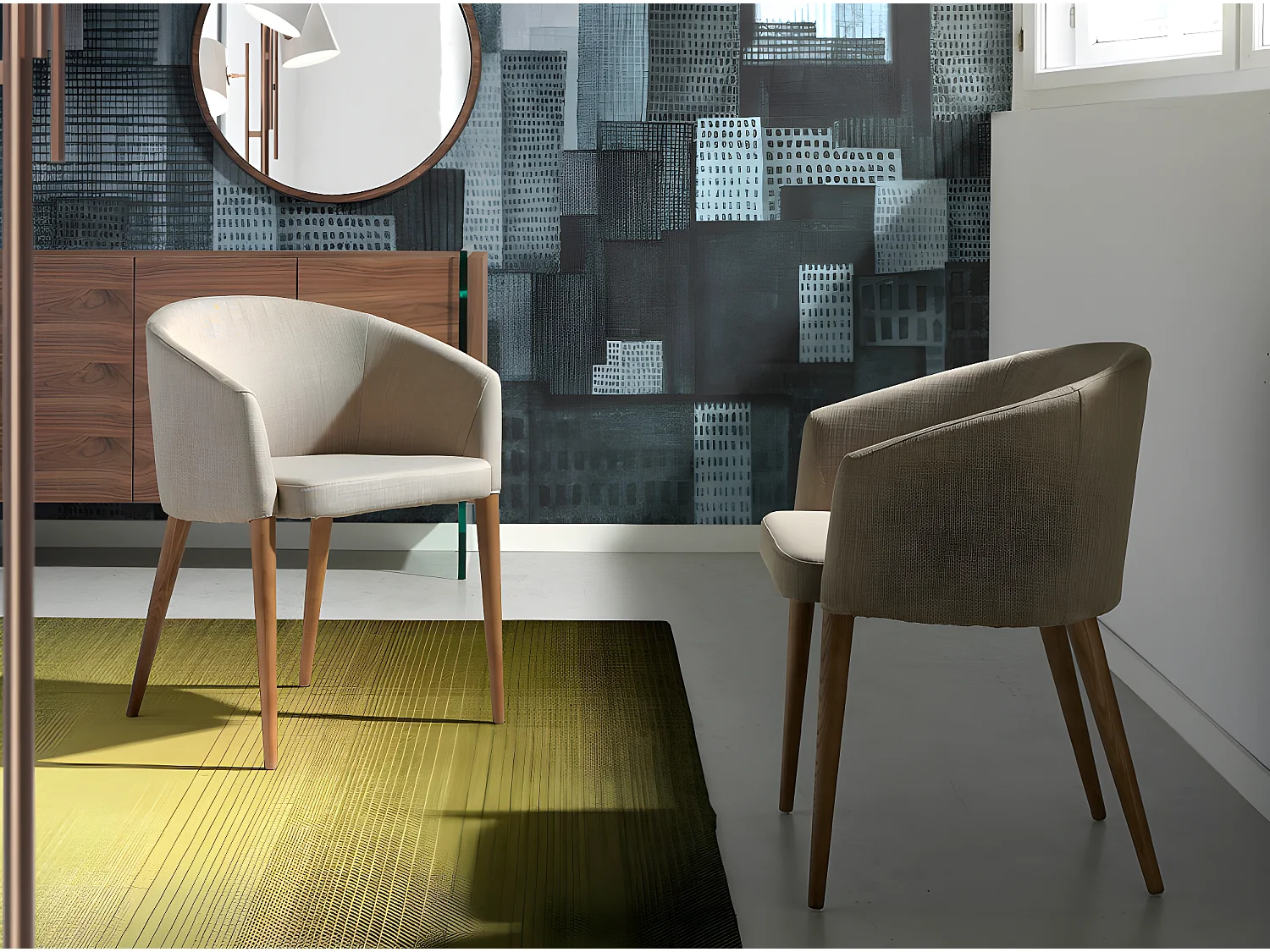 Fauteuil bois noyer et tissu Briza - Lot de 2-Couleur DUO 07