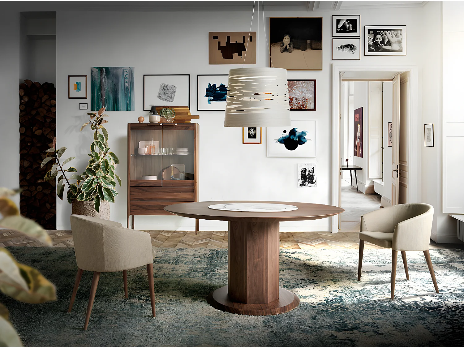 Fauteuil bois noyer et tissu Briza - Lot de 2-Couleur DUO 07