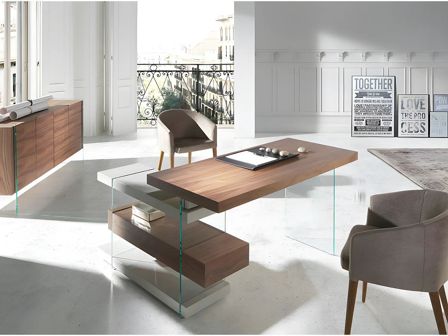 Fauteuil bois noyer et tissu Briza - Lot de 2-Couleur DUO 07