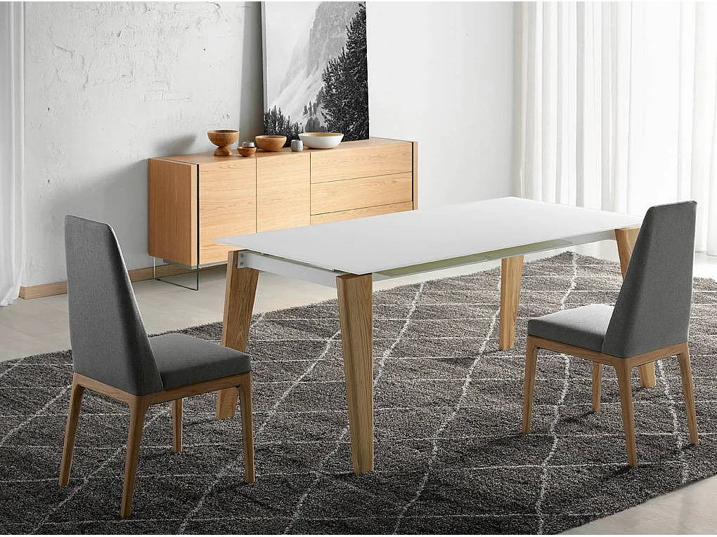 Chaise tissu et pieds chêne clair Louisa-Couleur DUO 40