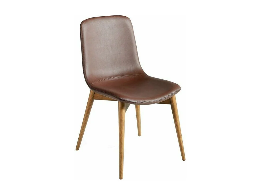 Chaise similicuir et bois de frêne massif Pandora - Lot de 2-Couleur Aqua 04 Beige