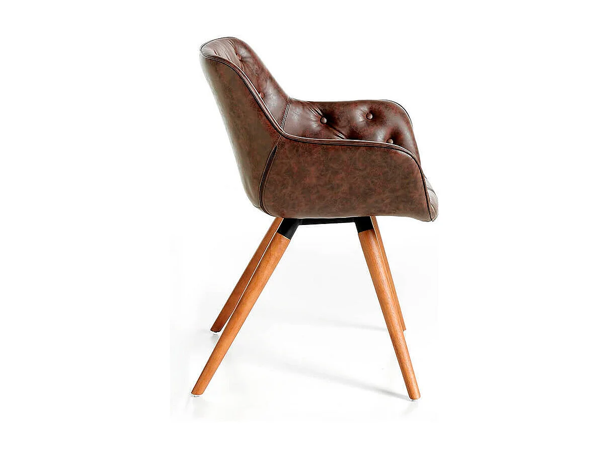 Chaise design bois massif de frêne et simili cuir capitonné Kida - Lot de 2-Couleur Aqua 72 Gris foncé