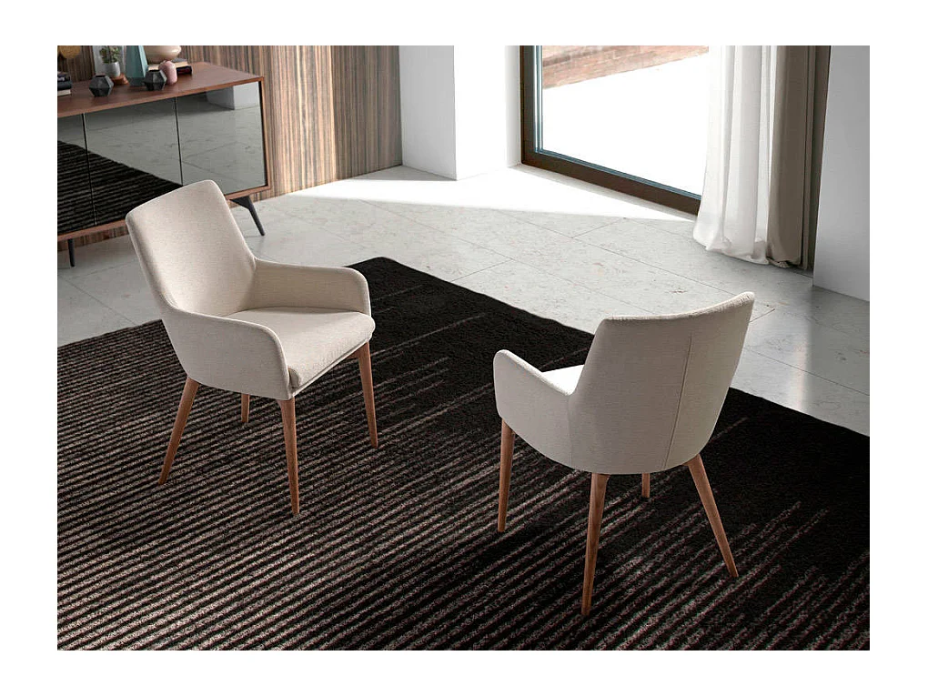 Fauteuil bois noyer et simili cuir Orna - Lot de 2-Couleur Aqua 18 Taupe foncé