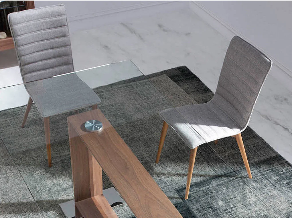 Chaise en bois de frêne couleur noyer et tissu Luza - Lot de 2-Couleur MIRAGE 53