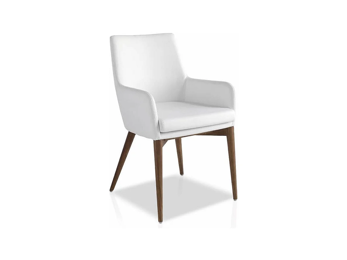 Fauteuil bois noyer et simili cuir Orna - Lot de 2-Couleur Aqua 68 Bleu foncé