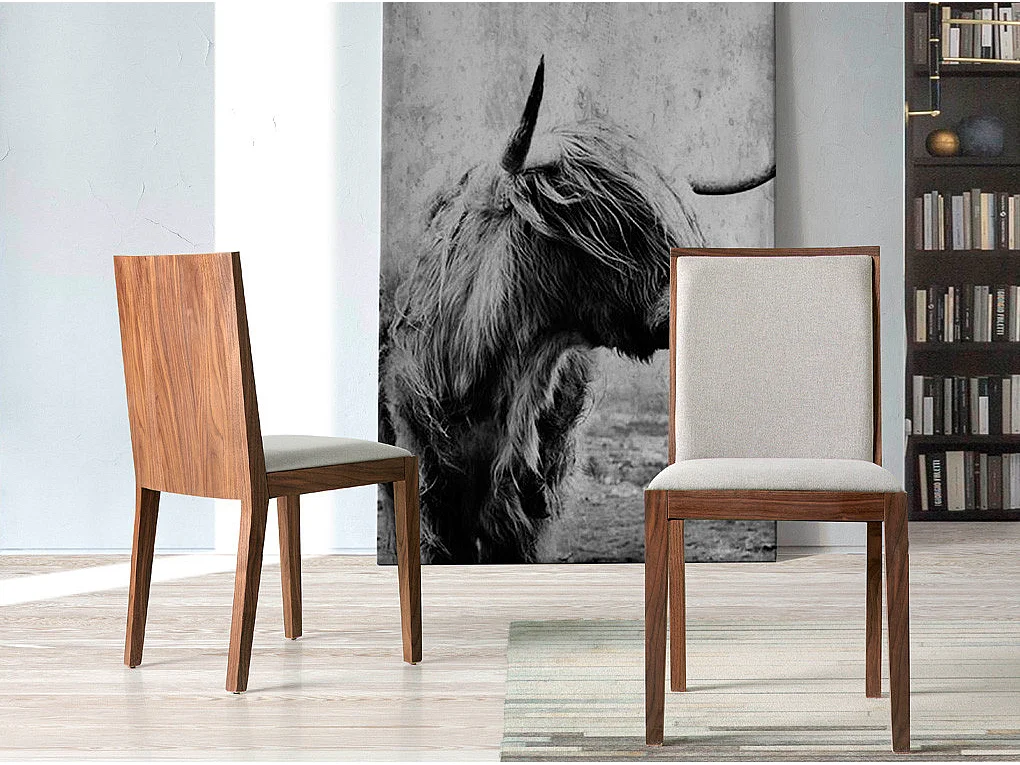 Chaise bois noyer et tissu Louiza - Lot de 2-Couleur MIRAGE 46